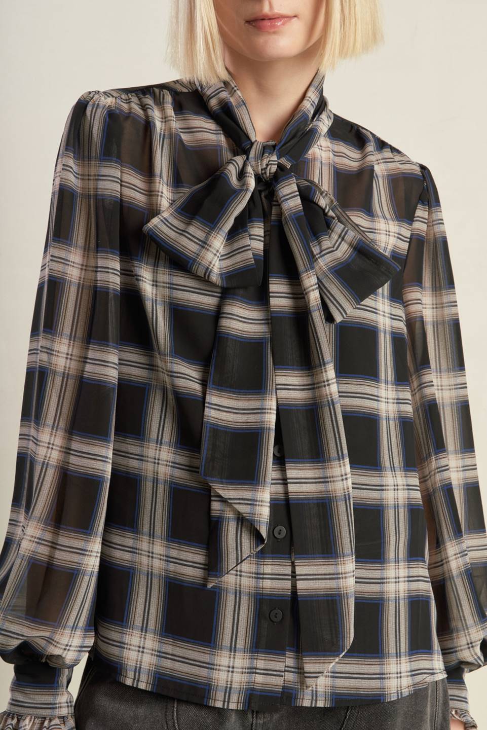 LOVELY INTUITION WOVEN PLAID TOP Flying Tomato